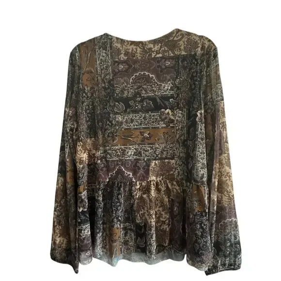 DESIGUAL NWT $115 Katrina Patchwork Look Lined Mesh Top Size US L - Picture 6 of 12